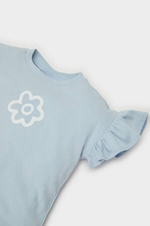 DeFacto Kız Bebek Bisiklet Yaka Çiçekli Kısa Kollu Tişört Z9212A225SMBE343