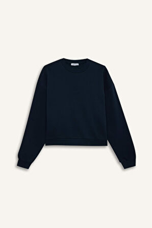 DeFacto Regular Fit Bisiklet Yaka Kalın Basic Düz Sweatshirt D6645AX24WNNV64