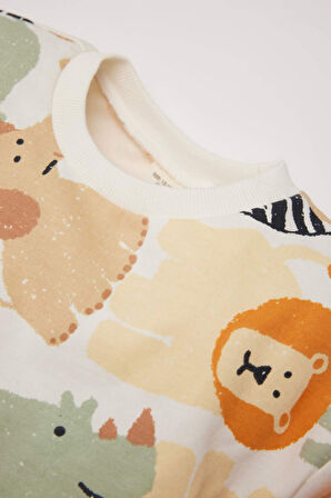 DeFacto Erkek Bebek Bisiklet Yaka Hayvan Desenli Sweatshirt D9587A525SPER238