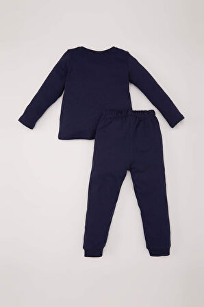 DeFacto Kız Bebek Pijama Takımı Uzay Baskılı Uzun Kollu Üst Beli Lastikli Uzun Alt D9073A525SPNV256