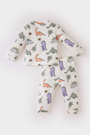 DeFacto Erkek Bebek Pijama Takımı Dinazor Baskılı Uzun Kollu Üst Beli Lastikli Uzun Alt D9070A525SPWT47