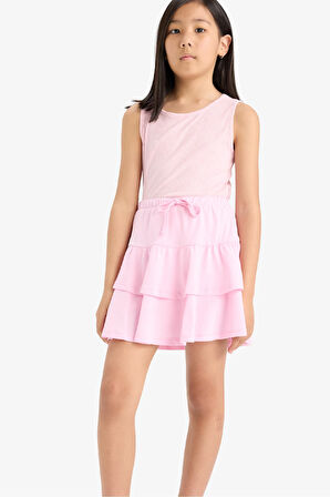 Kız Çocuk Bisiklet Yaka Basic Düz Atlet