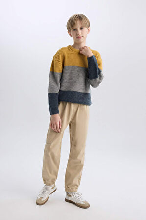 DeFacto Erkek Çocuk Lastikli Paça Basic Düz Gabardin Jogger Pantolon B6713A825SMBG732
