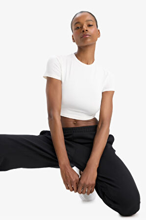 DeFactoFit Sporcu Jogger İnce Eşofman Altı Standart Fit Modal Çift Cepli Basic Düz B1794AX25SPBK81