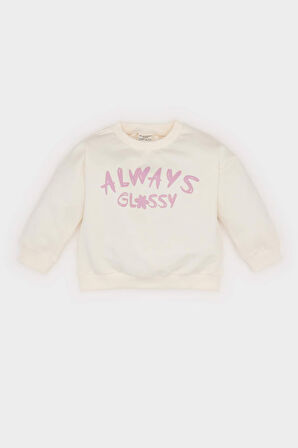 DeFacto Kız Bebek Bisiklet Yaka Baskılı Sweatshirt D8531A525SPER233