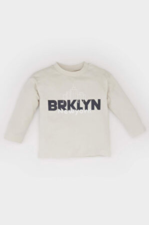 Erkek Bebek Regular Fit Bisiklet Yaka Baskılı Uzun Kollu Tişört
