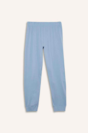 DeFacto Kız Çocuk Pijama Takımı Kısa Kollu Baskılı Üst Esnek Belli Uzun Alt E0539A825SMBE196