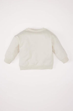 Erkek Bebek Bisiklet Yaka Baskılı Sweatshirt