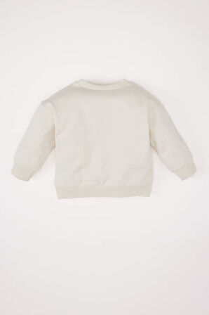 Erkek Bebek Bisiklet Yaka Baskılı Sweatshirt