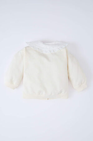 Kız Bebek Dantel Yaka Sweatshirt Kumaşı Hırka