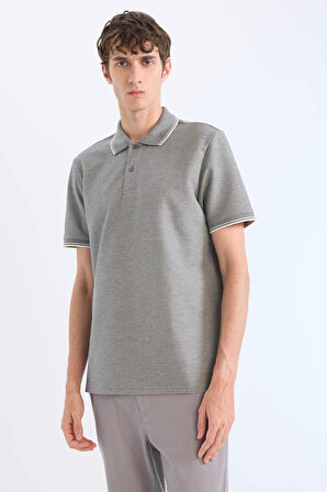 Regular Fit Polo Yaka Kısa Kollu Waffle Polo Tişört