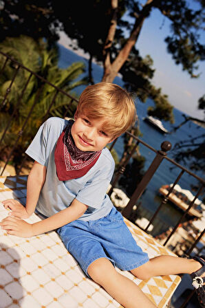 Erkek Bebek Bisiklet Yaka Basic Düz Kısa Kollu Tişört