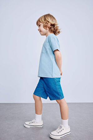 Erkek Bebek Bisiklet Yaka Basic Düz Kısa Kollu Tişört