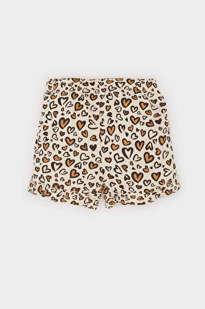 Kız Bebek 2'li Takım Çiçek Desenli Kısa Kollu Tişört Beli Lastikli Şort