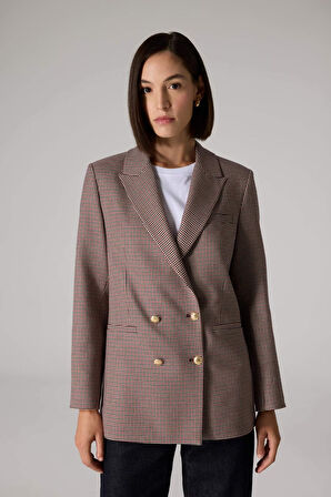 Sorbe x DeFacto Regular Fit Ceket Yaka Desenli Düğme Kapamalı Blazer Ceket