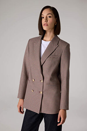 Sorbe x DeFacto Regular Fit Ceket Yaka Desenli Düğme Kapamalı Blazer Ceket