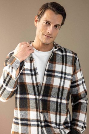 DeFacto Regular Fit Kareli Oduncu Flanel Uzun Kollu Gömlek S9275AZ24AUKH406