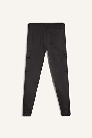 Regular Beli Bağcıklı Kargo Cepli Jogger Dokulu Pantolon