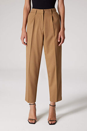 DeFacto x Sorbe Tapered Fit Pantolon Yüksek Bel Pensli Düz Paça Cepli D9908AX24AUKH516