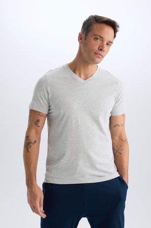 DeFacto NEW REGULAR FIT Esnek Kumaş Basic Tişört D7938AX25SPGR210