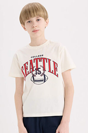 DeFacto Erkek Çocuk 2'li Takım Baskılı Kısa Kollu Tişört Esnek Belli Şort Alt E4691A825SMER118