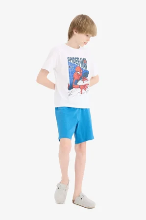 DeFacto Erkek Çocuk Marvel Spiderman Pijama Takımı Kısa Kollu Üst Şort E0343A825SMWT34