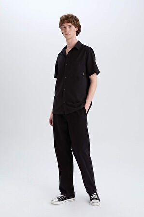 Wide Leg Keten Pantolon