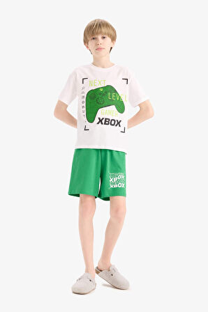 DeFacto Erkek Çocuk Xbox Pijama Takımı Kısa Kollu Üst Beli Lastikli Şort E0345A825HSWT34