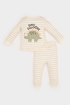 DeFacto Erkek Bebek Pijama Takımı Dinazor Baskılı Uzun Kollu Üst Beli Lastikli Uzun Alt E6936A525SPER98