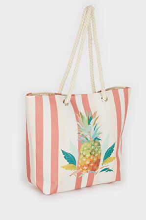 Kadın Ananas Desenli Plaj Çantası