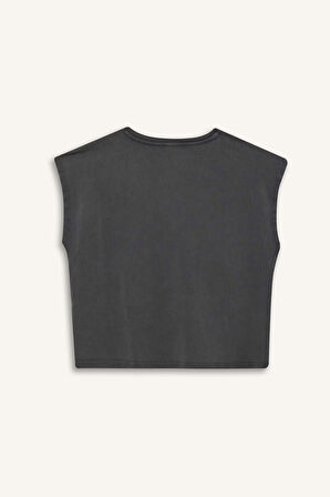 	Regular Fit V Yaka Basic Düz Premium Kolsuz Tişört