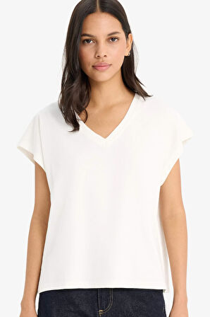 DeFacto 	Regular Fit V Yaka Basic Düz Premium Kolsuz Tişört E5486AX25SPER105