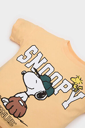 DeFacto Erkek Bebek Snoopy 2'li Takım Kısa Kollu Tişört Beli Lastikli Şort E6920A525SMOG283