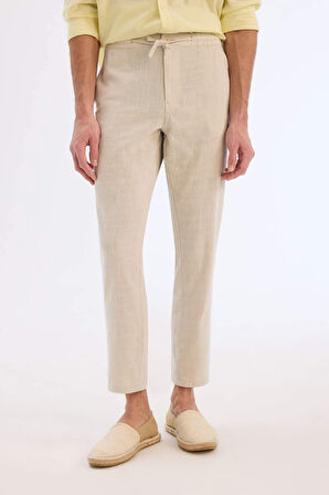 DeFacto Yazlık Beli Lastikli Jogger Pantolon Slim Fit Dar Kesim Düz Paça Pamuklu Cepli D2671AX25SMBG74