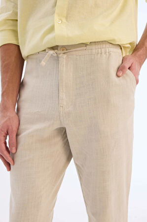 DeFacto Yazlık Beli Lastikli Jogger Pantolon Slim Fit Dar Kesim Düz Paça Pamuklu Cepli D2671AX25SMBG74