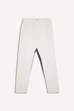 DeFacto Yazlık Beli Lastikli Jogger Pantolon Slim Fit Dar Kesim Düz Paça Pamuklu Cepli D2671AX25SMER85