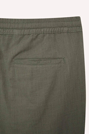 DeFacto Yazlık Keten Görünümlü Jogger Pantolon Slim Fit Dar Kesim Düz Paça Pamuklu Cepli D2671AX25SMKH422
