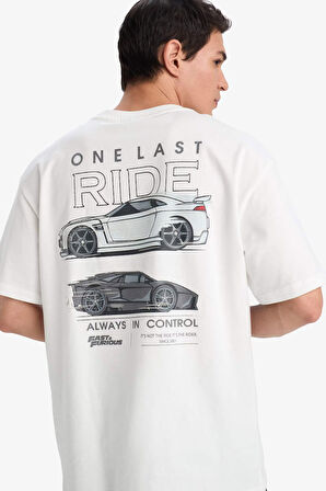 Fast & Furious Boxy Fit Bisiklet Yaka Sırt Baskılı Kısa Kollu Tişört