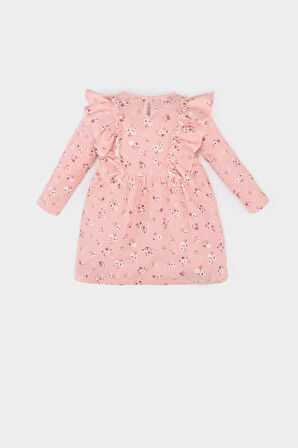 DeFacto Kız Bebek Çiçekli Uzun Kollu Waffle Elbise D9563A525SPPN243