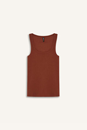 Slim Fit Dar Kesim Basic Düz Yuvarlak Yaka Fitilli Kaşkorse Atlet