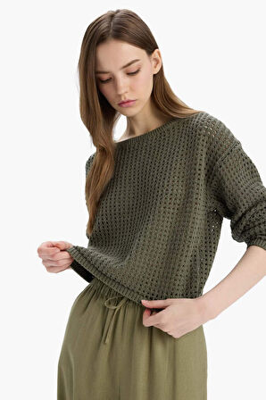 Regular Fit Bisiklet Yaka Basic Düz Triko  Kazak