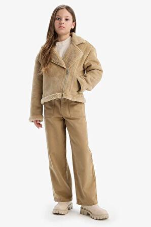 Kız Çocuk Ceket Yaka Pelüş Astar Mont