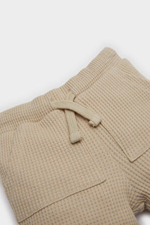 Erkek Bebek Beli Lastikli Waffle Şort