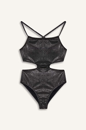 Kız Çocuk Parlak Kumaş Mayo