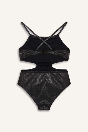 Kız Çocuk Parlak Kumaş Mayo