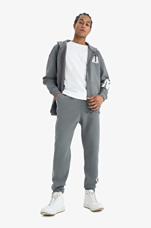DeFactoFit NBA Wordmark Oversize Geniş Kalıp Cepli Kalın Fermuarlı Sweatshirt D8615AX25SPGR311