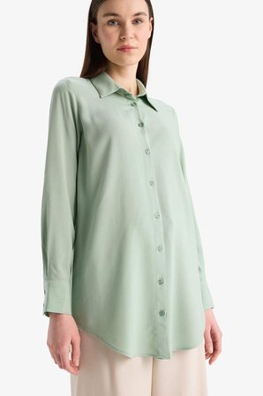 DeFacto Regular Fit Basic Düz Uzun Kollu Tesettür Gömlek Tunik Z3538AZ25SPGN1135