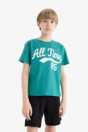 Erkek Çocuk 2'li Takım Baskılı Kısa Kollu Tişört Şort