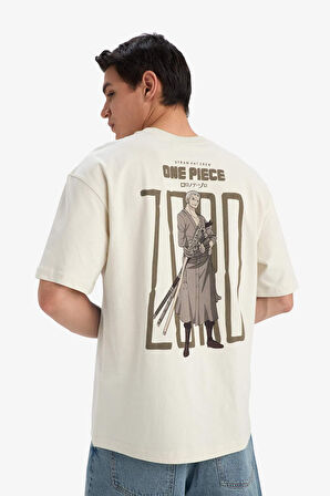 One Piece Boxy Fit Bisiklet Yaka Sırt Baskılı Kısa Kollu Tişört