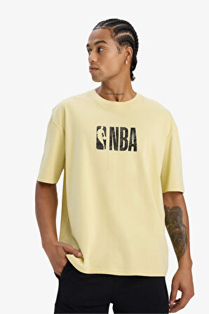 DeFactoFit NBA Wordmark Oversize Geniş Kalıp Bisiklet Yaka Kısa Kollu Tişört